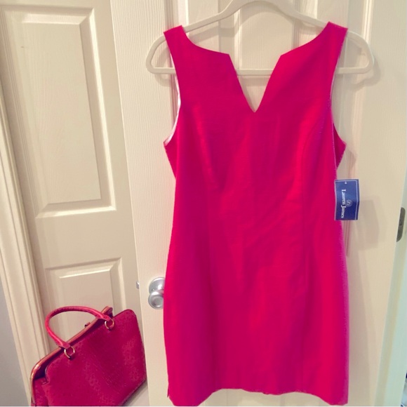 Lauren James Dresses & Skirts - Lauren James Hot Pink Sheath Mini Dress V-neck Sleeveless